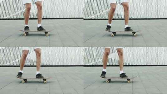 练习滑板技巧特写高清在线视频素材下载