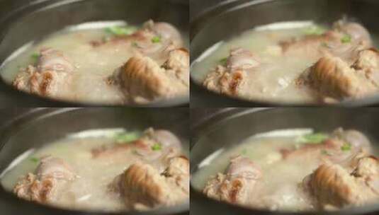 营养美食骨头汤炖肉慢动作高清在线视频素材下载