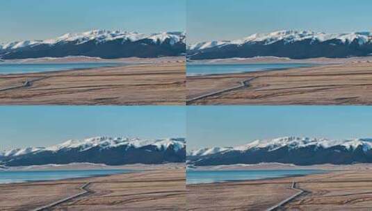 航拍雪山湖泊自然风景高清在线视频素材下载