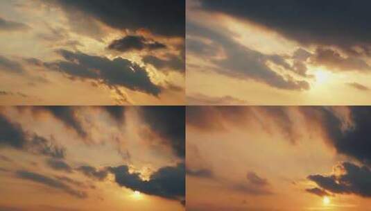 日落延时阳光穿过乌云层太阳丁达尔光耶稣光高清在线视频素材下载