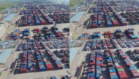4k广州南沙港货运码头集装箱航拍高清在线视频素材下载