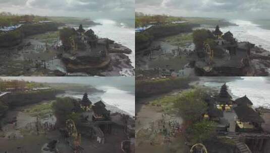 海边寺庙的鸟瞰图高清在线视频素材下载