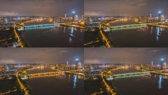 8K广东惠州城市天际线夜景航拍延时高清在线视频素材下载