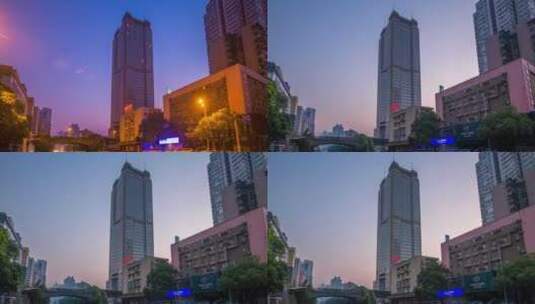 湖南长沙芙蓉广场日出景点延时摄影高清在线视频素材下载