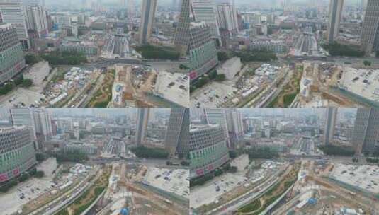 河南郑州城市风光老城区建筑航拍高清在线视频素材下载