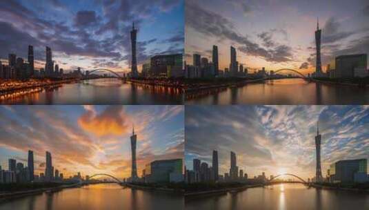 8K实拍广州大桥日出延时高清在线视频素材下载