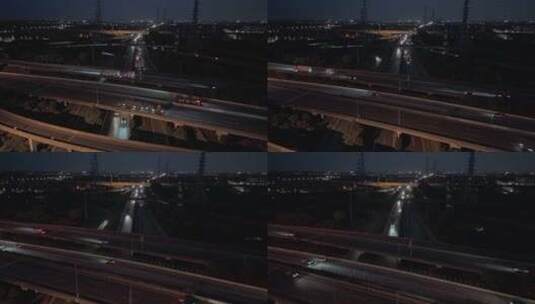 航拍上海绕城高速立交桥特写高清在线视频素材下载