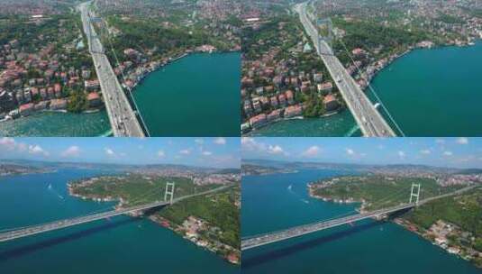 伊斯坦布尔市与博斯普鲁斯海峡大桥4高清在线视频素材下载
