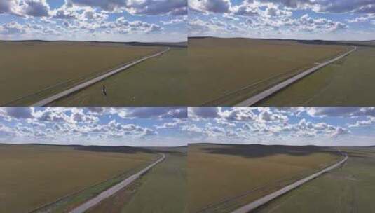 航拍#草原公路#4K高清在线视频素材下载