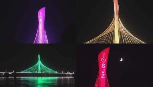 复兴大街大桥夜景高清在线视频素材下载