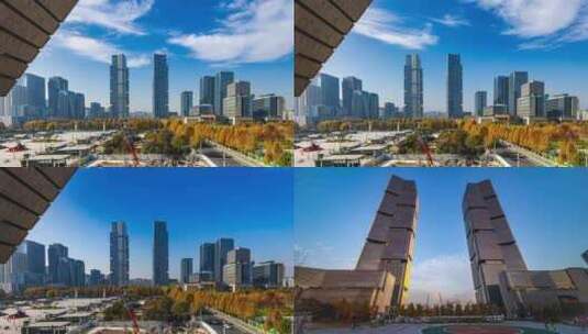 郑州绿地双子塔 地标建筑高清在线视频素材下载