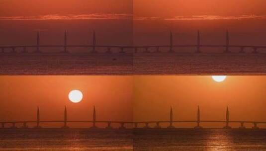 珠海海豚湾大桥日升4k高清在线视频素材下载