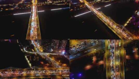 航拍太原是南内环桥夜景高清在线视频素材下载
