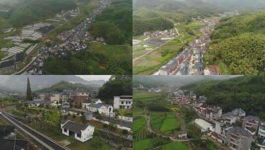 畲族新农村农村礼堂农村高速公路航拍高清在线视频素材下载