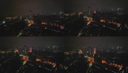 深圳罗湖区深南沿河立交夜景航拍高清在线视频素材下载