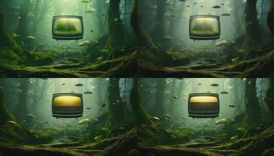 森林丛林电视上升漂浮CG高清在线视频素材下载