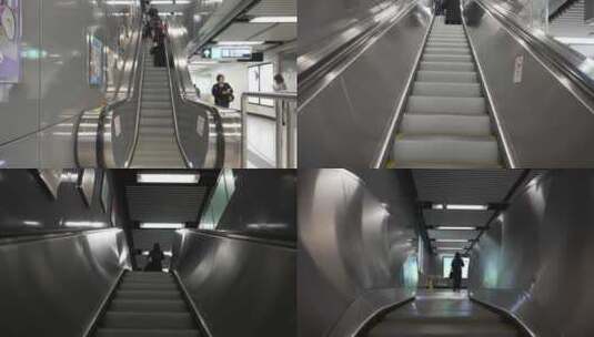 金钟地铁站自动扶梯高清在线视频素材下载
