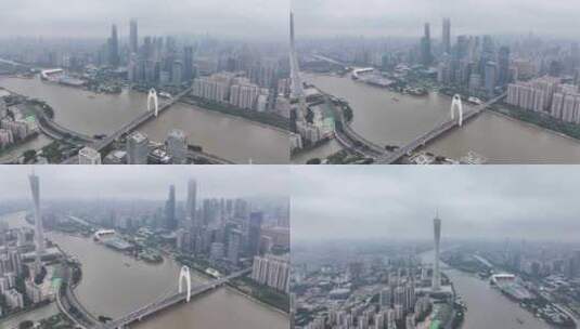 广州猎德大桥珠江新城航拍高清在线视频素材下载