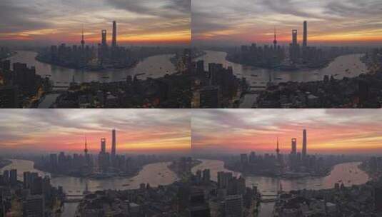 上海日出 陆家嘴 城市风光 黄浦江 清晨高清在线视频素材下载