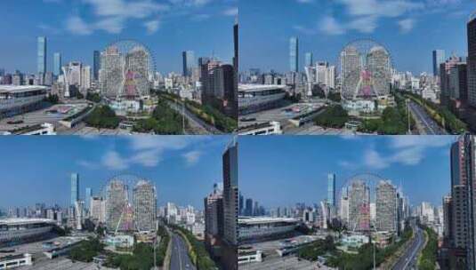 长沙贺龙广场摩天轮蓝天白云高清在线视频素材下载