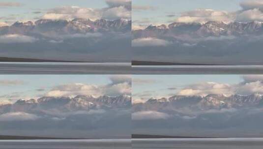 航拍赛里木湖与天山高清在线视频素材下载