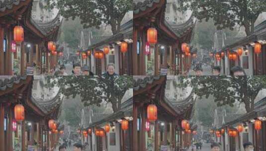上海南翔古镇南翔老街红灯笼人流节日高清在线视频素材下载