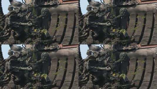 上海城隍庙 屋檐石雕高清在线视频素材下载