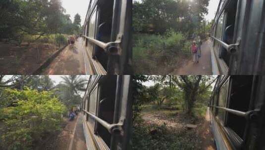 印度果阿邦城际巴士窗外的景色高清在线视频素材下载