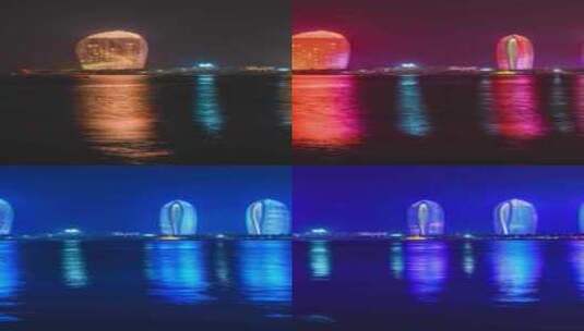 中国海南三亚凤凰岛城市夜景风光延时高清在线视频素材下载