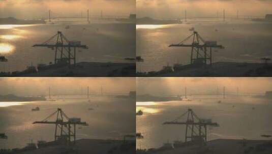 汕头内海湾与港口风光延时摄影高清在线视频素材下载