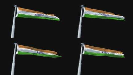 印度国旗Alpha通道垂直方向高清在线视频素材下载