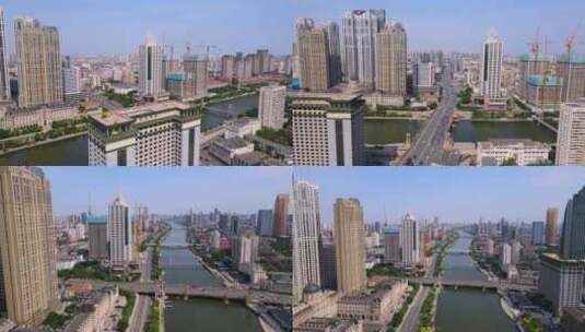 HD60P航拍天津大光明桥海河东路高清在线视频素材下载