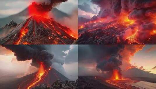 末日活火山爆发喷发岩浆自然灾害素材原创动高清在线视频素材下载