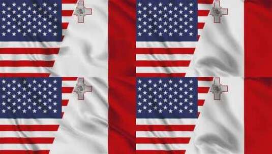 美国和马耳他国旗环高清在线视频素材下载