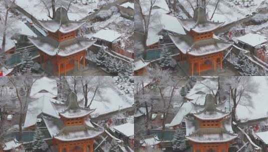 阿坝州松潘古城雪景素材高清在线视频素材下载