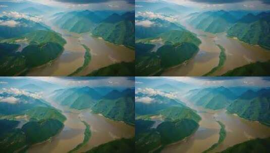 长江河流山川山脉风景高清在线视频素材下载