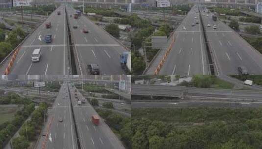 航拍上海京沪高速与上海绕城高速车流4K -8高清在线视频素材下载