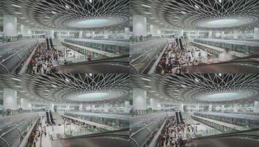 【4K】深圳岗厦北地铁站繁华人流延时摄影高清在线视频素材下载