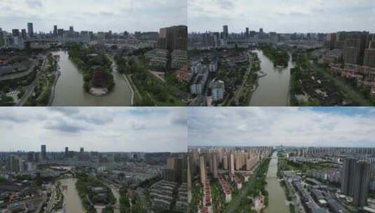 江苏宿迁城市建设高楼建筑旅游建筑航拍高清在线视频素材下载