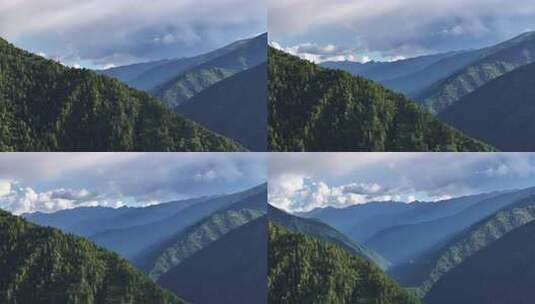 航拍夏天绿色山谷风景高清在线视频素材下载