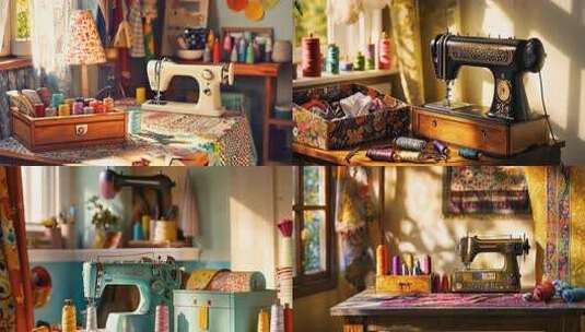 年代缝纫机唯美光线复古怀旧经典回忆旧时光高清在线视频素材下载