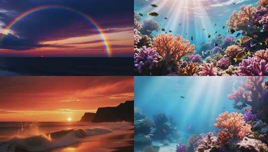 大海海洋航拍海浪升格海鸥海面海上日出海滩高清在线视频素材下载
