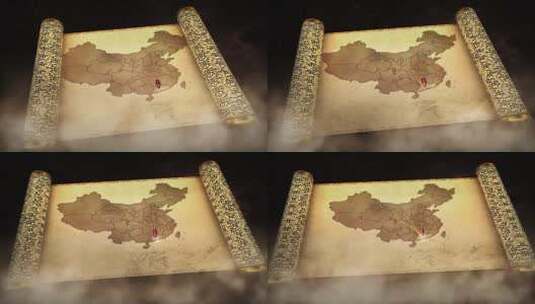 复古中国地图高清AE视频素材下载