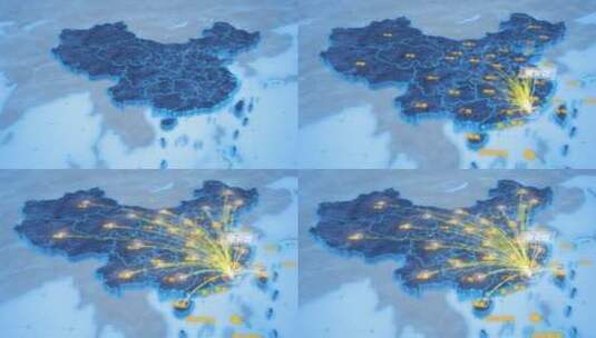 潮州市潮安区辐射全国网络地图ae模板高清AE视频素材下载