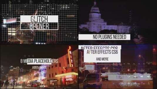 城市夜景故障机文本AE模板高清AE视频素材下载