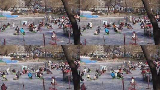 溜冰滑冰冰场冬季游乐项目高清在线视频素材下载
