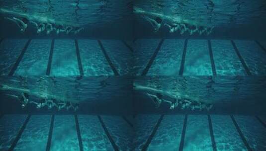 运动员在泳池花样游泳高清在线视频素材下载