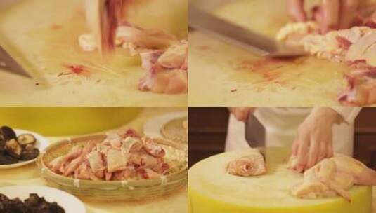 【镜头合集】大厨切鸡腿肉拆整鸡高清在线视频素材下载