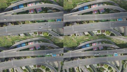 航拍城市交通大道行驶汽车高清在线视频素材下载