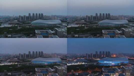 天津奥体中心夜景延时4K高清在线视频素材下载